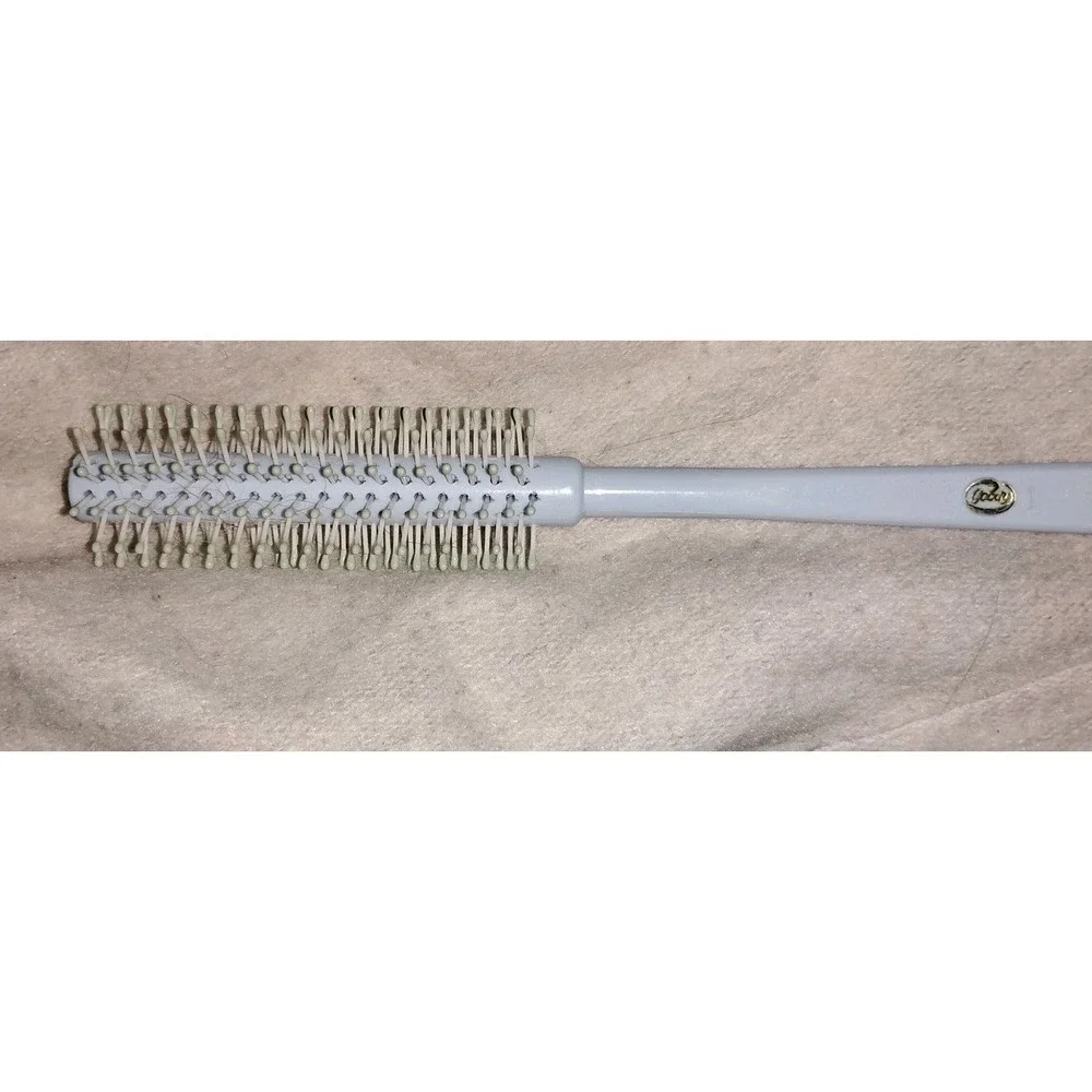 Vtg Goody Round Brush Blow Styling Square Grip Ball Tip Bristles Light Blue 1988
